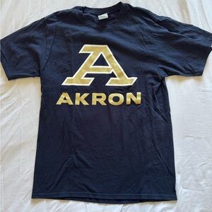 Akron University Navy T-Shirt with Gold Logo
